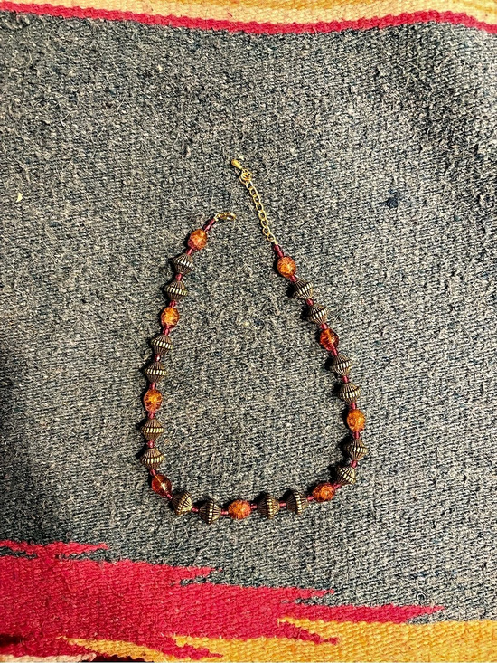 Jewelry - Beaded Necklace Brown & Gold Like New